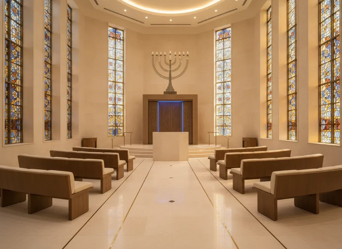 פנים בית כנסת מודרני ויפה בדובאי